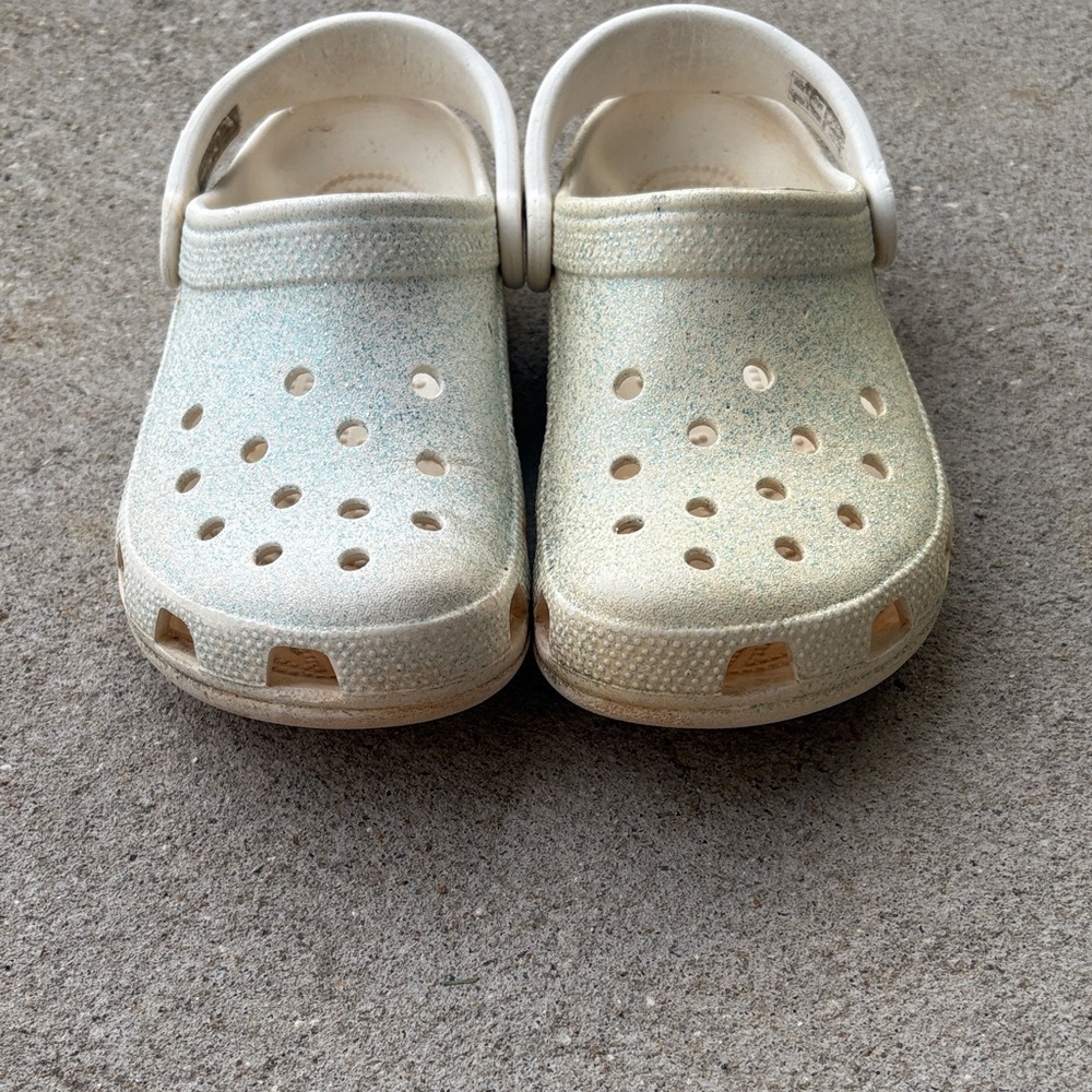 CROCS Kids Glitter Water Shoes - White